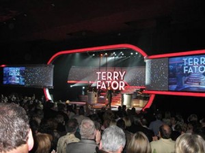 Terry Fator Saluting Audience at End of First Show at Mirage